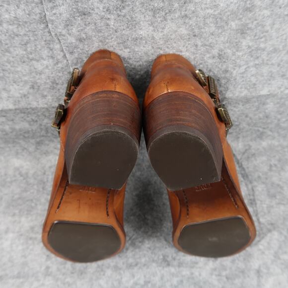Frye Shoes Womens 7.5 Ankle Boot Ray Western Brown Leather Shootie Cutout Buckle - Picture 14 of 16